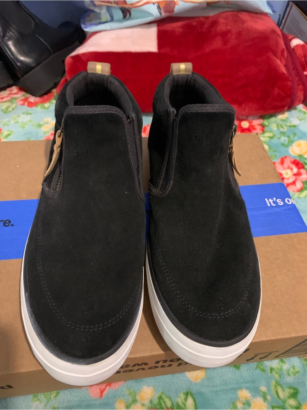Sperry Black Suede Chukka Lug Sneakers Size 10 Side Zip